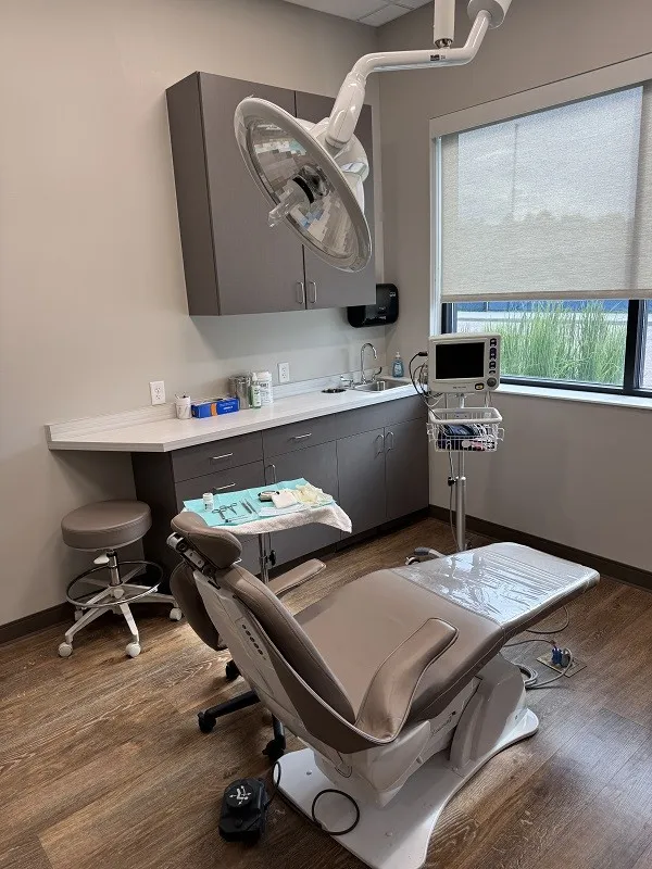 Treatment room with treatment chair back view