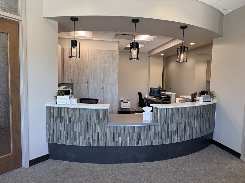 Inside front desk